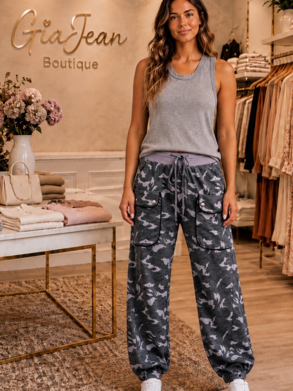 ❤️ GIAJEAN “CHERRY ” GIAJEAN Camouflage Cargo Jogger Pants 38